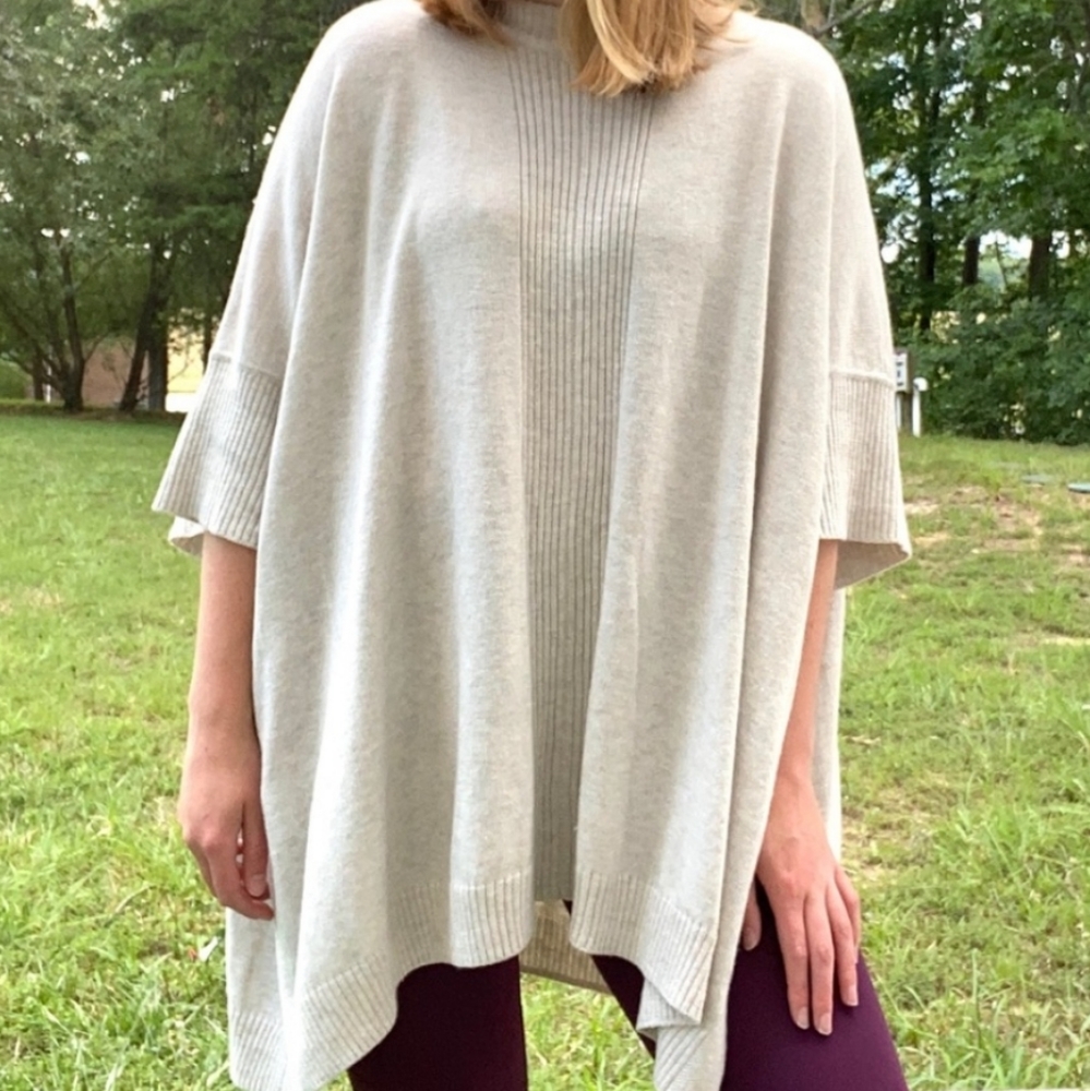 H&M Conscious Cream oversized wool blend poncho sweater